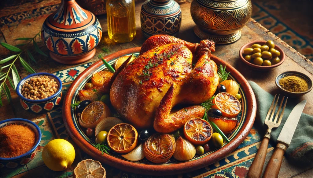 Moroccan Roasted Chicken with Preserved Lemons and Olives - Traditional Recipe