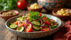 **Traditional Moroccan Kitchen with Authentic Salad Dishes – Vibrant and Flavorful Moroccan Cuisine**