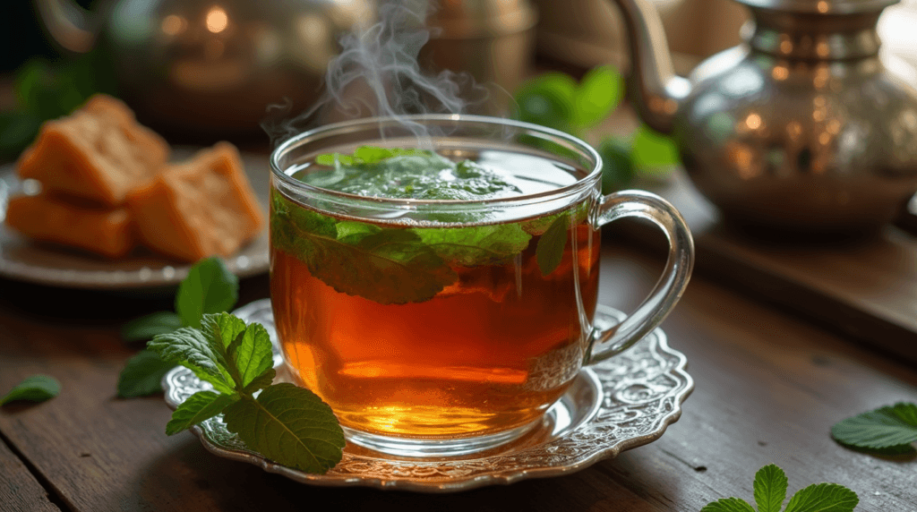 image of Moroccan mint tea served
