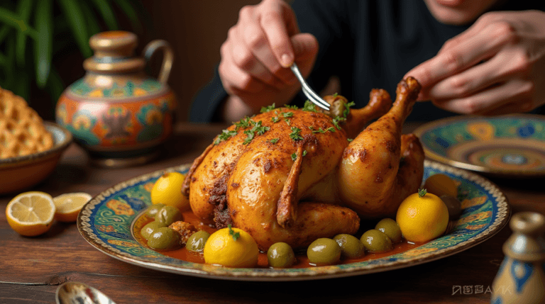 Traditional Moroccan Chicken Tagine with Olives and Preserved Lemons - Authentic North African Cuisine
