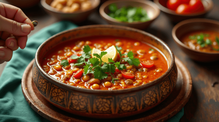 **"Moroccan Harira Soup Recipe and Ingredients"**