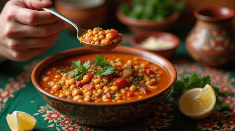 Authentic Moroccan Lentil Soup - Flavorful Recipe with Spices, Vegetables, and Fresh Herbs
