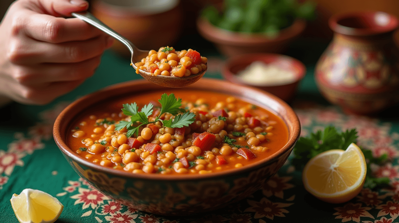 Authentic Moroccan Lentil Soup - Flavorful Recipe with Spices, Vegetables, and Fresh Herbs