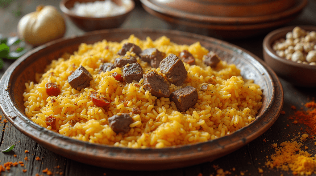 Moroccan Dishes Recipe – Step-by-Step Guide to Cooking Moroccan Rice with Lamb and Spices